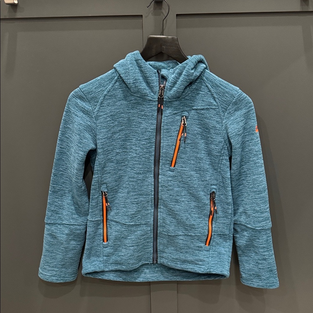 Kids Blue Hoodie with Orange Accents